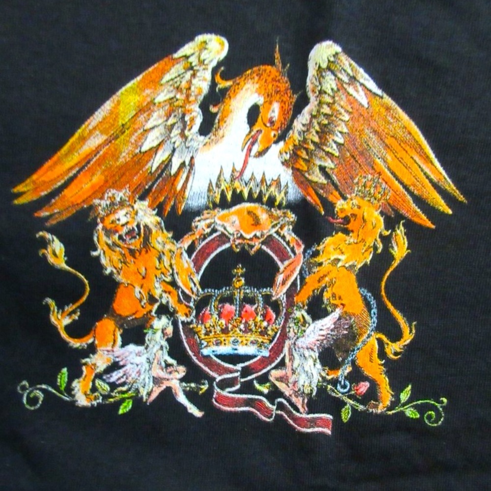 Black Short Sleeve Graphic Tee with Orange Heraldic Crest